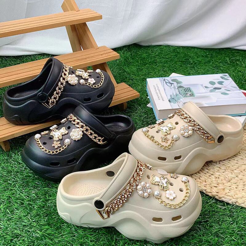 New cross-border hole shoes female Amazon AliExpress golden white bear suit thick-soled hole shoes a generation of hair