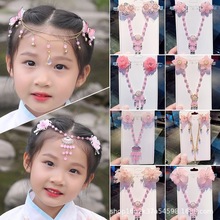 兒童公主眉心墜頭飾女童中國風超仙唯美額頭鏈對夾古風古裝配飾女