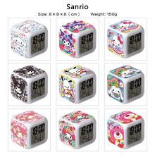 三丽鸥库洛米闹钟动漫周边学生床头钟数字七彩变色发光小夜灯台钟