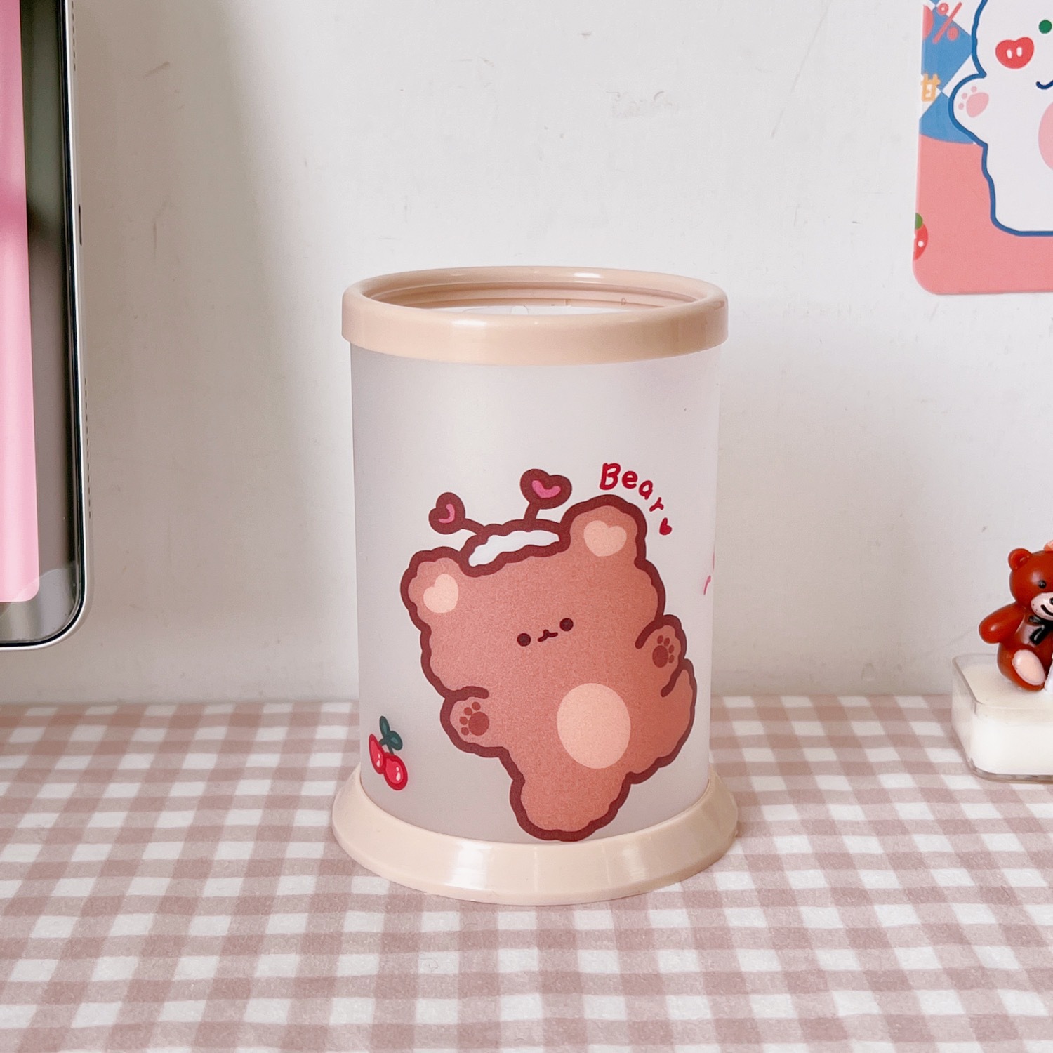 Cute Creative Transparent Round Diy Pen Container  Student Stationery display picture 5