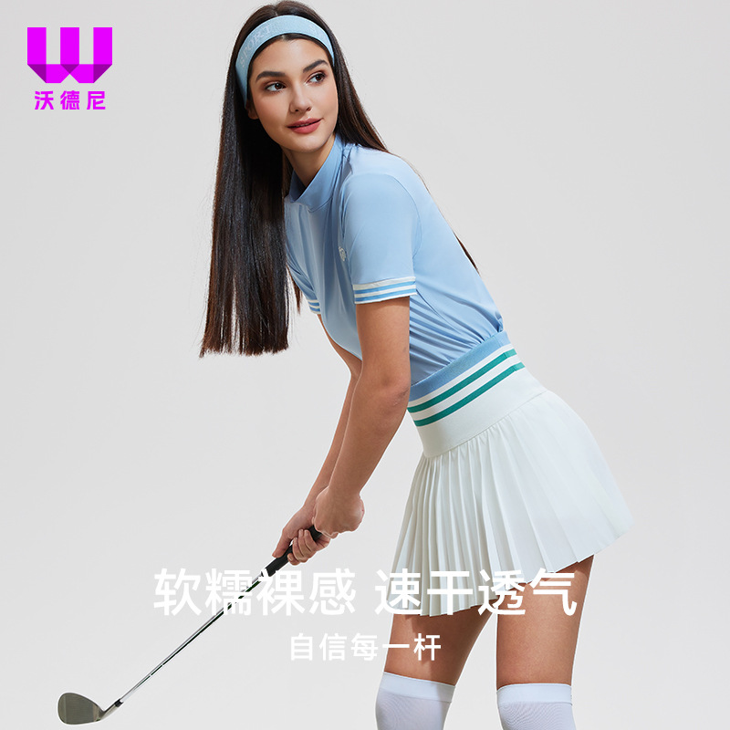 Camiseta deportiva de golf para mujeres de verano de mangas cortas sudor rápido secado delgado y delgado collar de tenis