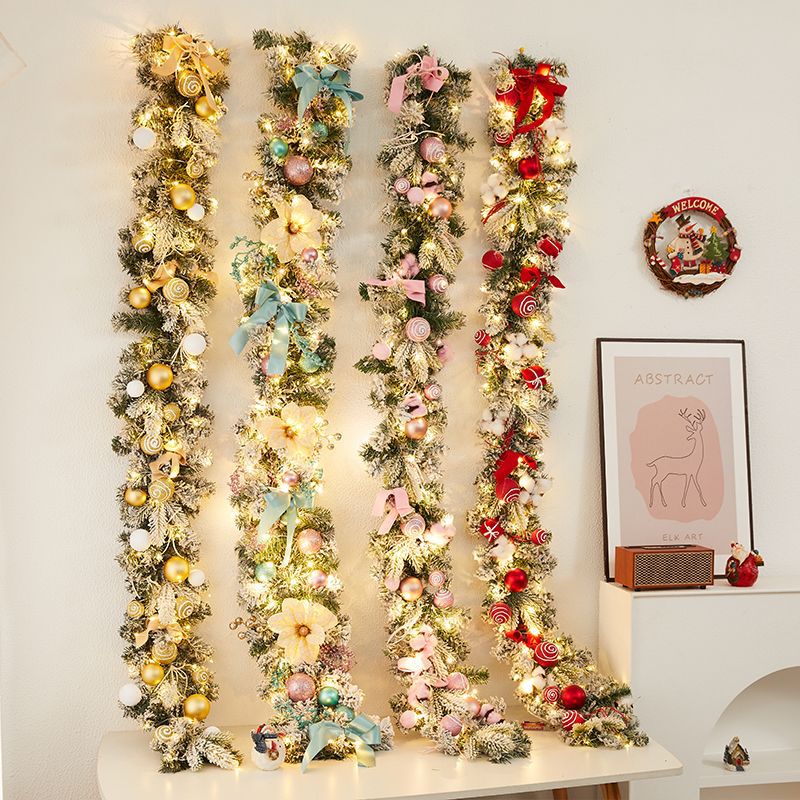 圣诞节装饰品仿真植绒落雪藤条花环商场门店场景氛围布置栏杆装扮