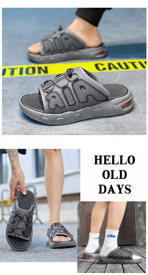 Dép lê đế dày chống trơn kiểu thể thao ngoài trời, form unisex size lớn — màu xám, màu đỏ, quần kaki, trắng chi tiết 17