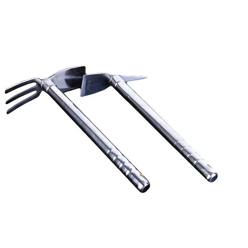 Fabricantes directamente para herramientas de jardín dos extremos ocupados de acero inoxidable azada rastrillo raspador herramientas de jardín
