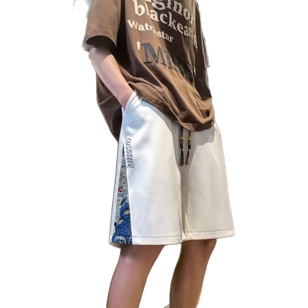 regular Daily Youth Casual Pants Waffle Non-elastic Casual Shorts Summer Loosen New Fashionable Print