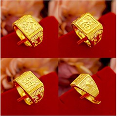 2025 ベトナム砂金工場直販金メッキメンズファッションオープンフォーチュンリング露店供給卸売