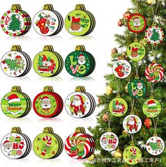 36 個クリスマス木製装飾ラウンドサンタタグクリスマスツリーハンギングオーナメントホームデコレーション用品