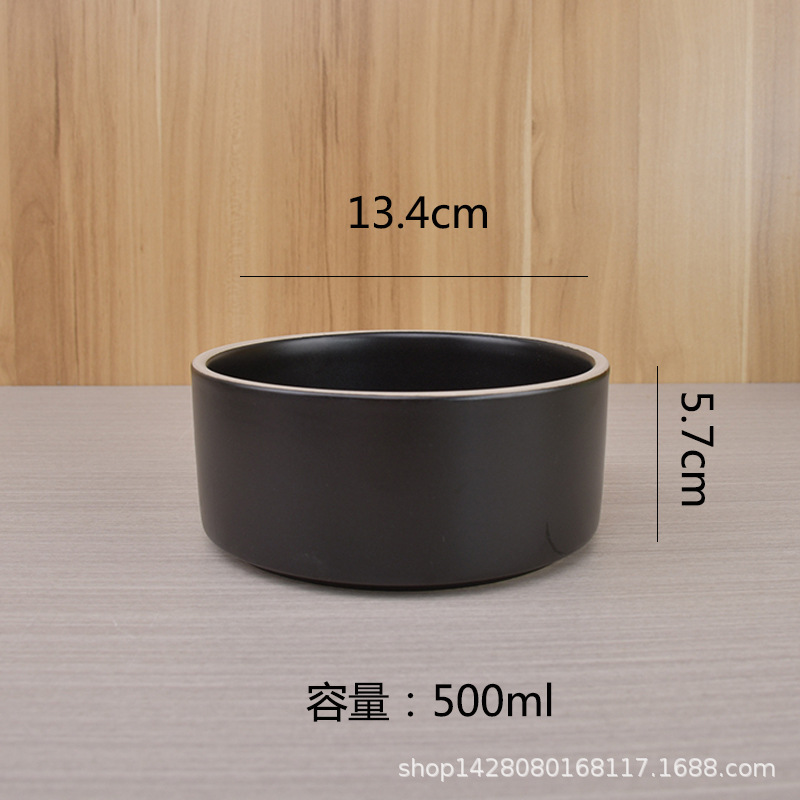 Tazón de arroz de cerámica redonda de arena mate negro puro Tazón de sopa espesa coreana Tazón de sopa dulce Tazón de ensalada Tazón de kimchi especial