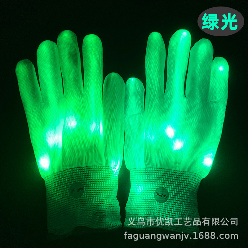 LED colorido luminoso guantes de rendimiento hueso de la mano Guantes luminosos arco iris de Halloween guantes de regalo luminoso de Navidad