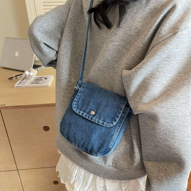 牛仔小包包女文艺休闲时尚夏季手机包翻盖设计百搭轻便单肩斜挎包|undefined