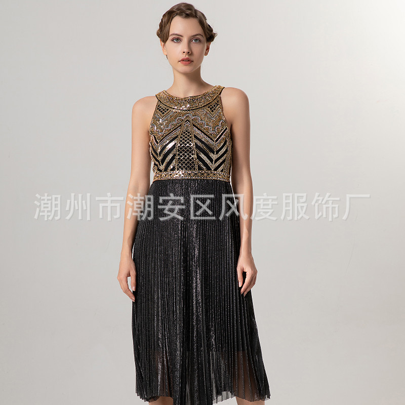 Amazon Cross Border Sequin dress 1920s European and American Retro Gatsby Ball Party Beaded Evening Dress Dress