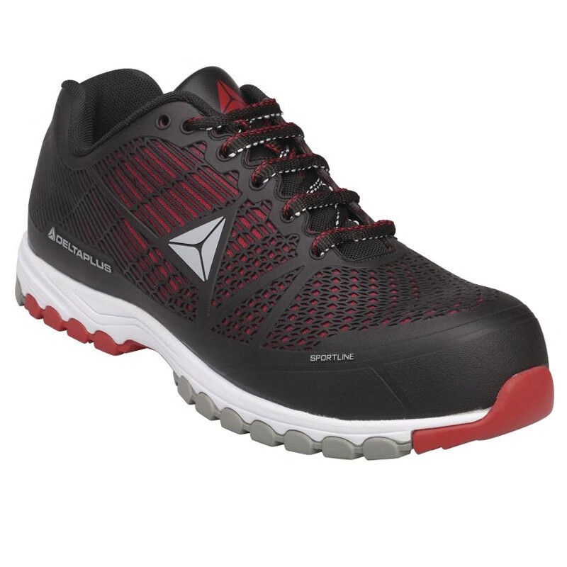 Delta 301301 zapatos de seguridad anti-golpe anti-perforación resistente a 300 °C calentamiento anti-deslizante zapatos de protección contra el trabajo negro y rojo 1 par