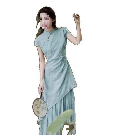 2025 New Cool Summer Slimming Chinese Style Dress with Elegant High-End Ancient Style Irregular Cheongsam