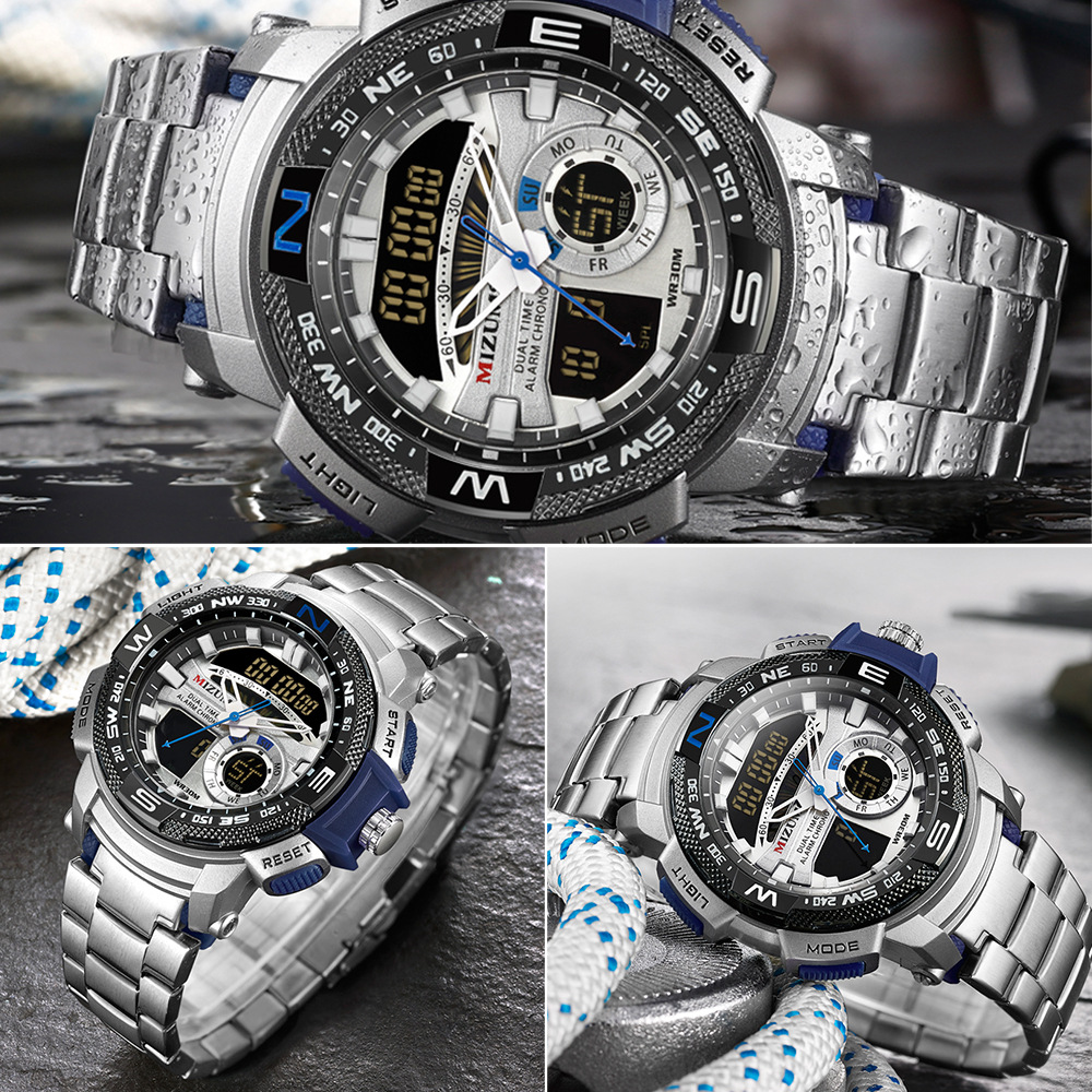200g Weight Ordinary Glass Mirror Material Stainless Steel Strap Material Watch Classification Sports Solid Color Single Folding Buckle Quartz Men's Watches