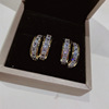 Silver needle, zirconium, universal earrings, silver 925 sample, micro incrustation, simple and elegant design