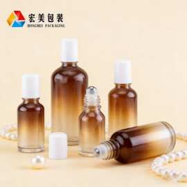 现货批发30ML透明玻璃精油滚珠瓶钢珠小样 5ml香水分装走珠瓶白盖