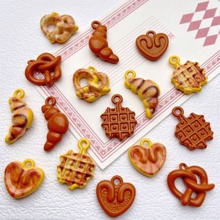 Alloy Feel Paint Heart Bag Cookie Food Toy Pendant DIY Handmade Earrings Necklace Bracelet Accessories Material