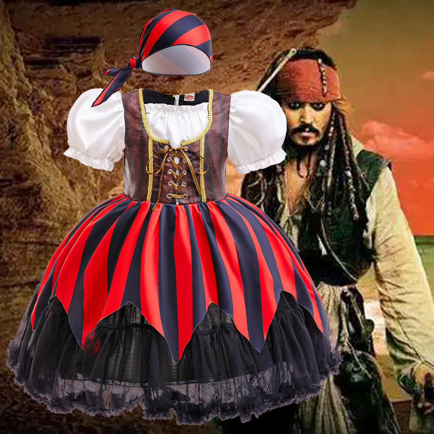 Пираты Карибского моря, маленький принцесский костюм, костюм, (跨境 торговля)