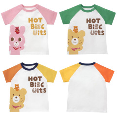 miki children's clothing summer new men's and women's cartoon pockmarked bear bunny printed short-sleeved T-shirts for delivery