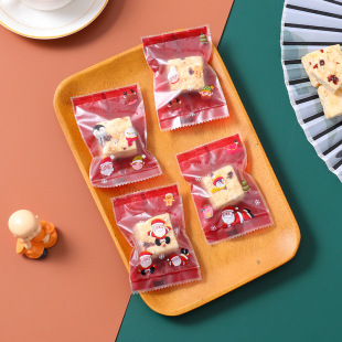 Factory Wholesale Christmas Party Snowflake Crisp Packaging Bag Red Festive Milk Date Nougat Plastic Packaging Candy Bag