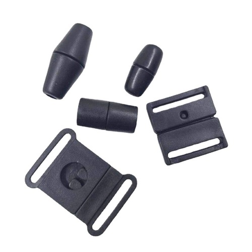 Manufacturer supplies plastic spring buckle cylindrical double hole buckle bell cap rope buckle black and white transparent
