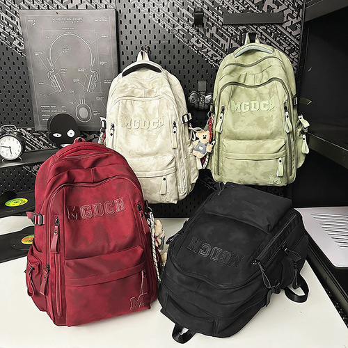 Korean version school bag for girls middle school large capacity travel dual shoulder bag for boys high school students simple computer backpack for college students