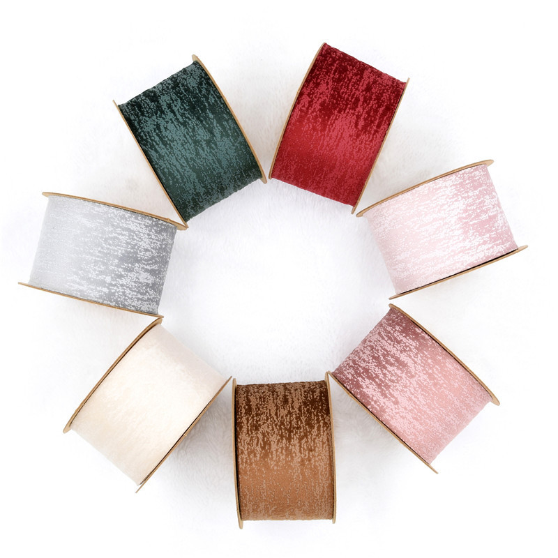 Nuevo color de contraste transfronterizo de tela de terciopelo de gamuza flores de regalo embalaje material de arco hecha a mano DIY cinta 5 metros