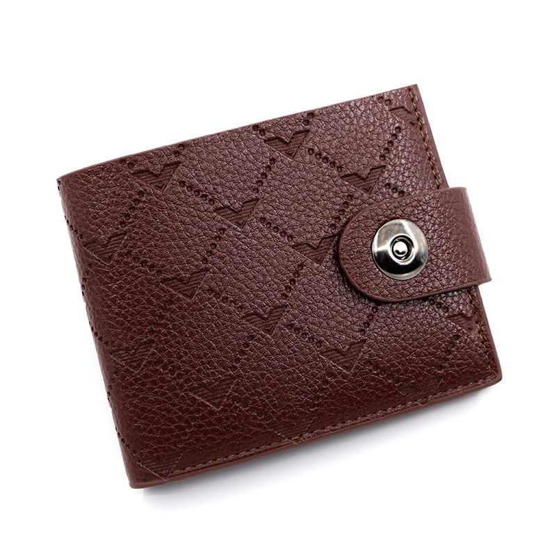 Moda acanalado en relieve billetera de los hombres hebilla magnética corta simple billetera delgada monedero bolso de plata billetera de los hombres