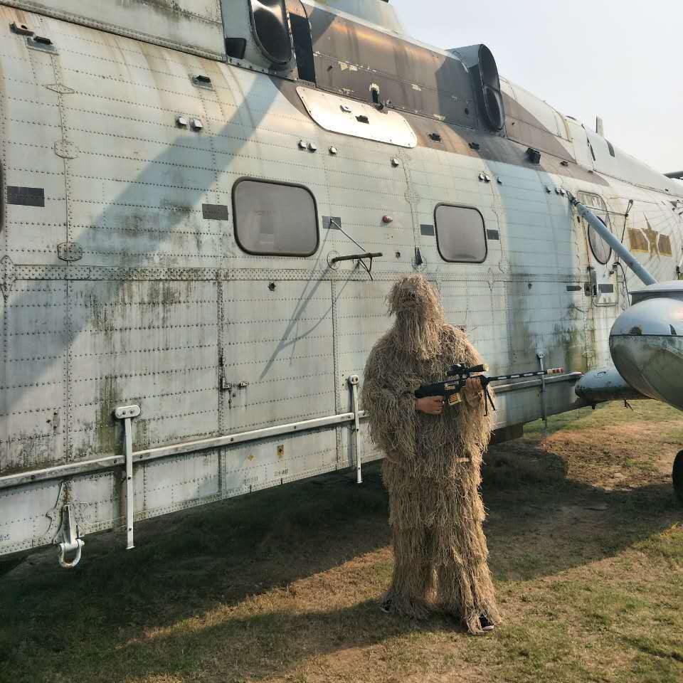 毛丝伪装5件套服迷彩服儿童吉利服成人伪装衣狩猎观鸟cs伪装服