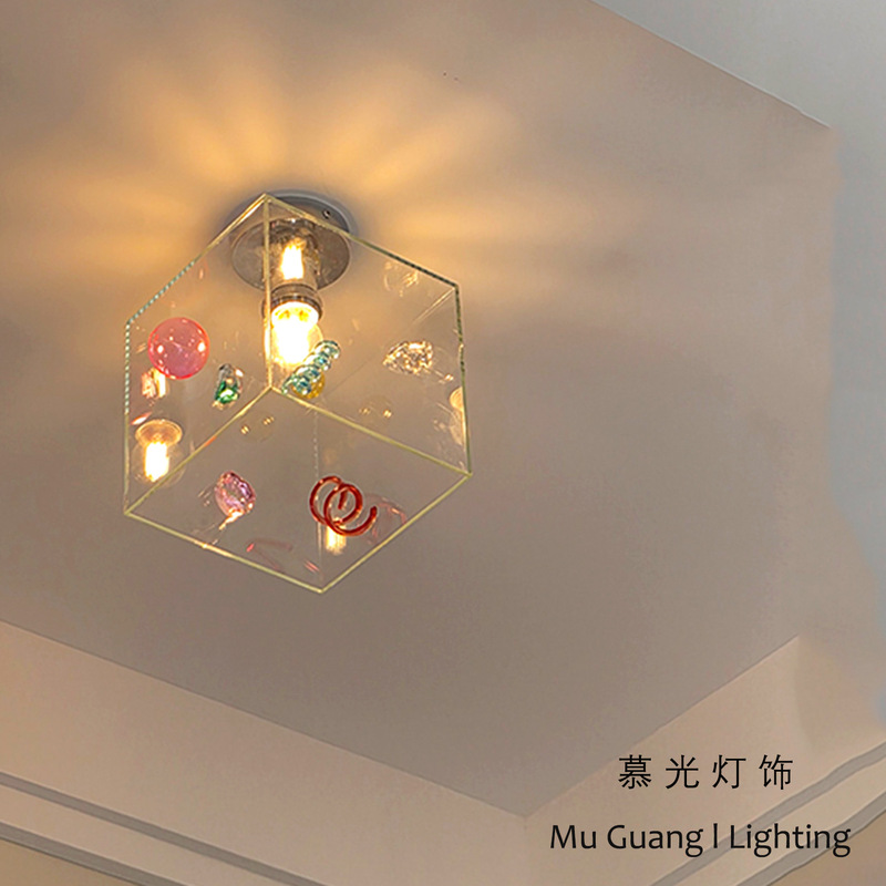 Dopamine Glass Ceiling Lamp Bauhaus Balcony Corridor Memphis Children's Room Lamp Girl's Bedroom Study Lamp