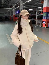 外贸2025年新款韩版宽松立领连帽女冬季高级感加厚保暖面包服棉服