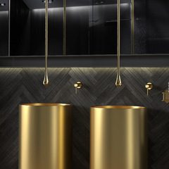 OD59批發酒店天花板吊頂出水感應水龍頭衛生間暗裝入牆式全銅面盆