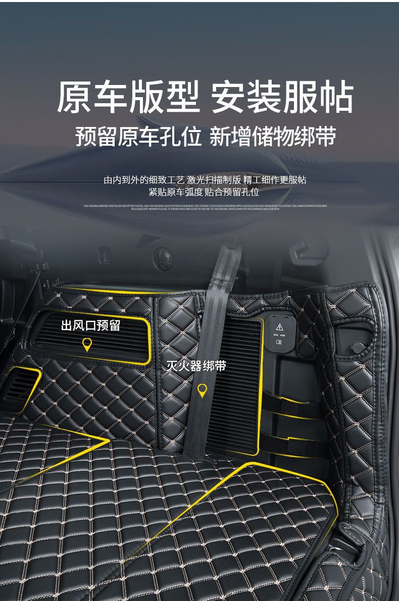 Suitable for Wey Tank 500 Trunk Mat, Full Surround, Dedicated for Seven-Seater and Modified for Five-Seater, Decorative Car Trunk Mat