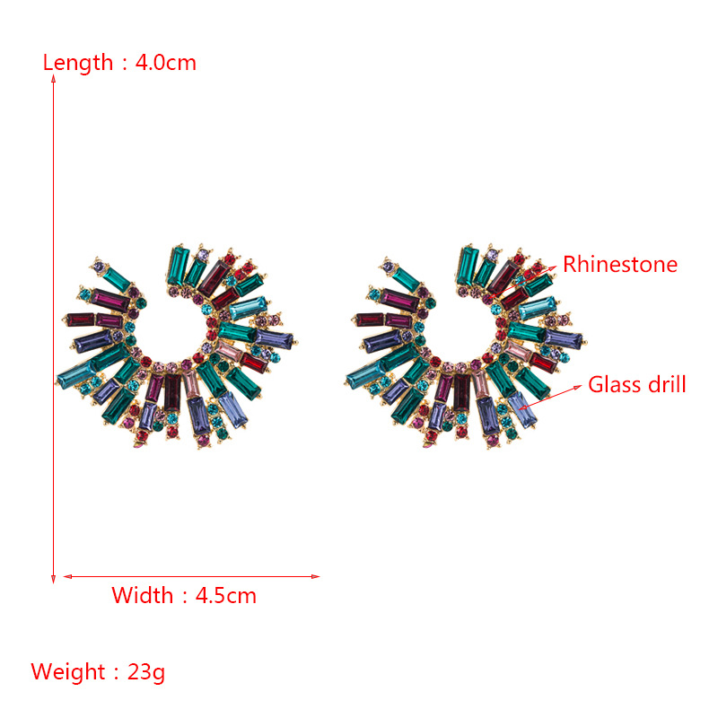 retro alloy diamond rhinestone color sunflower earrings wholesale Nihaojewelry