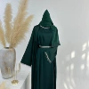 Dark green cardigan + inner wear + two crystal chains + color matching headscarf