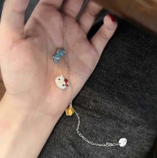 可爱设计款手链卡通猫猫贝壳海马元素锆石百搭手环可叠带女款手饰|undefined