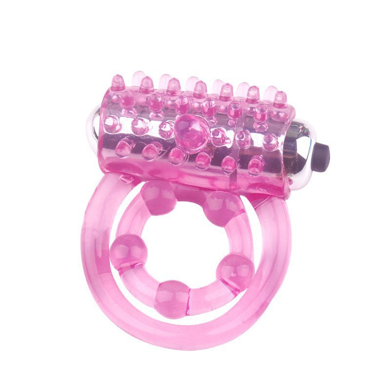 Concentric Double-Ring Vibrating Cock Ring, Textured TPE Delay Ring for Men — detail image 3