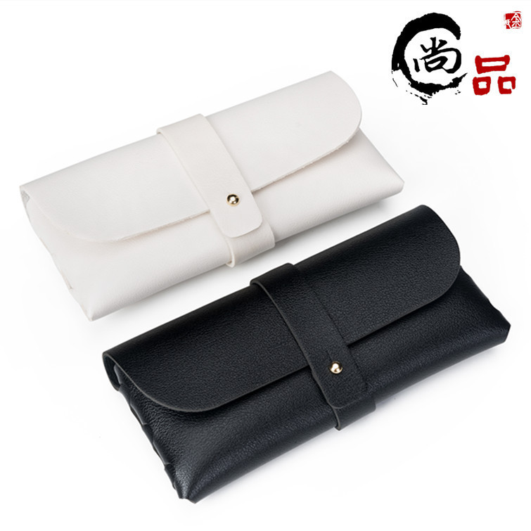 Glasses case black leather glasses case PVC nail buckle soft bag sunglasses case sunglasses case printable LOGO batch