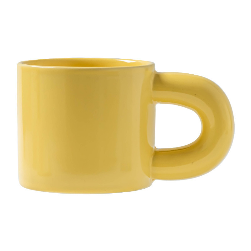 Taza de marcas de impresión, mango de orejas grandes, taza de agua cerámica, taza de té doméstica, taza de café