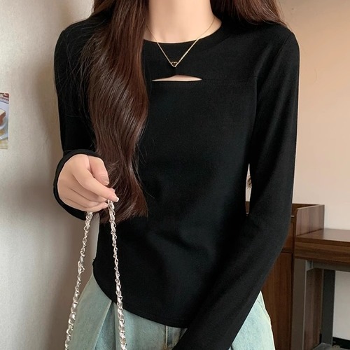 Pure Color Laced Fleece Base Shirt for Women 2025 Autumn/Winter Layering Long Sleeve Warm Bodycon Short-sleeved Top