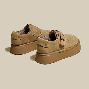 【Amanuo】Genuine Leather Thick-Soled Winter Plush-Lined Melard Loafers 2025 Slip-On Retro Style