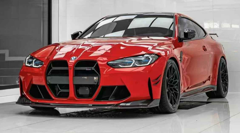 Bmw M3 M4 G80 G82 Modified with Dry Carbon Fiber Mp-Style Small Body Kit, Including Front Lip, Grille, and Rear Wing