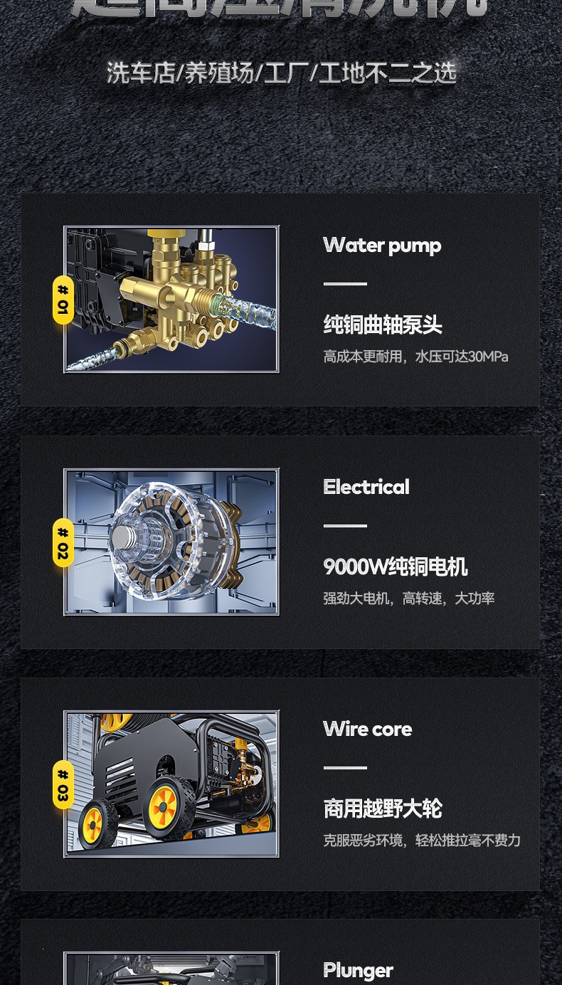 Delixi Car Washing Machine 220V Commercial Car Wash Shop Farm High-Power Ultra-High-Pressure Cleaning Machine Booster Water Gun Pump