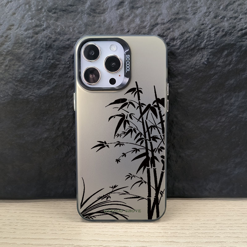 Night Breeze Bamboo for Apple 14PROMAX Mobile Phone Case iPhone13 Color Silver Case 12/11 Frosted XS15PRO