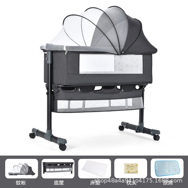 Cama multifuncional para recién nacidos, cama grande, cama para bebés, cuna plegable, elevación móvil y portátil image 41