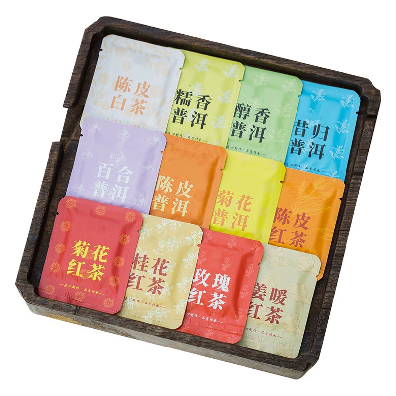 Цветочный чай в упаковке Независимый упакованный чай из хризантемы Yunnan Chenpi белый чай 12 ароматов чая Pu'er маленький кусочек печенья