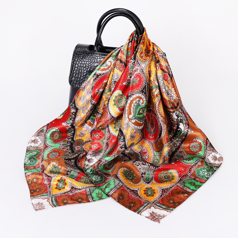 Women's Lady Paisley Satin Printing Silk Scarf display picture 10