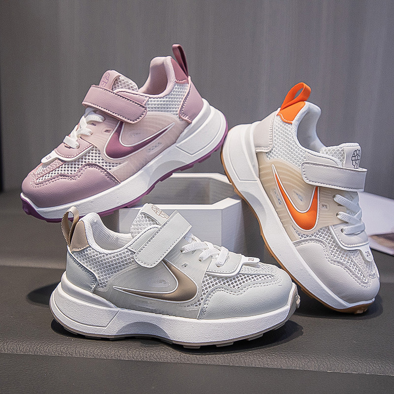 男女童時尚魔術貼運動鞋網面透氣舒適休閒鞋