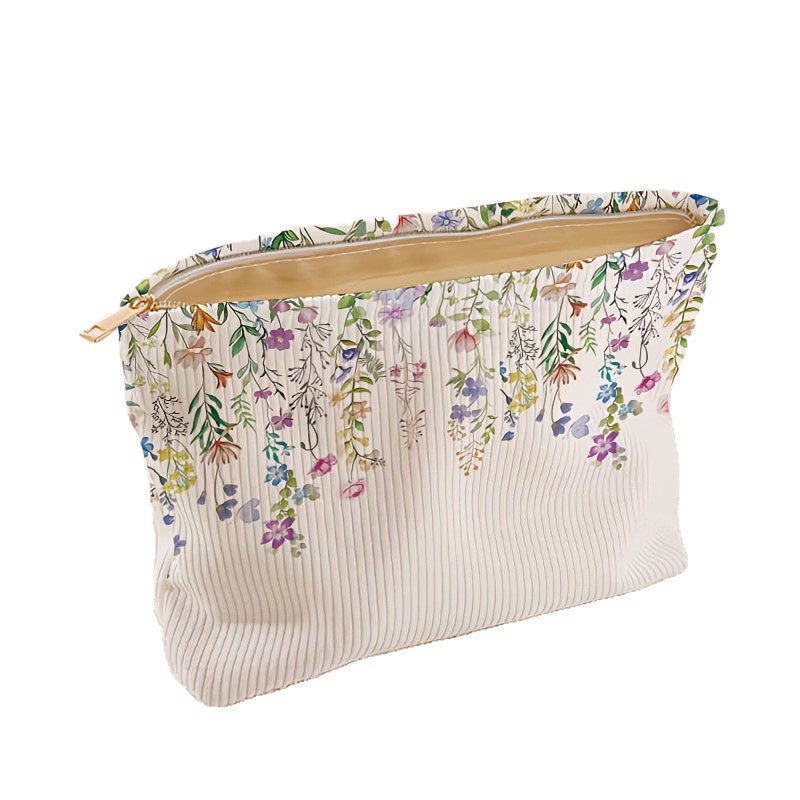 Amazon explosión serie de flores de frutas patrón impresión de velcro zipper bolsa de maquillaje ligera