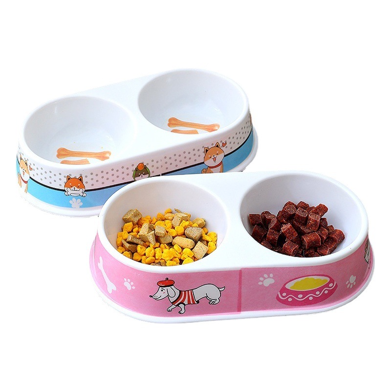 Nuevo Oval de melamina doble tazón de color al por mayor tazón de melamina para mascotas tazón de comida para gatos tazón de perro dispensador de agua Pet Bowl